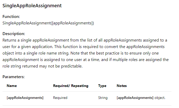 Single App Role Assignment Definition
